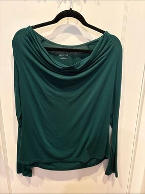 Merona Emerald Green Draped Cowl Neck Long Sleeve Top BN103